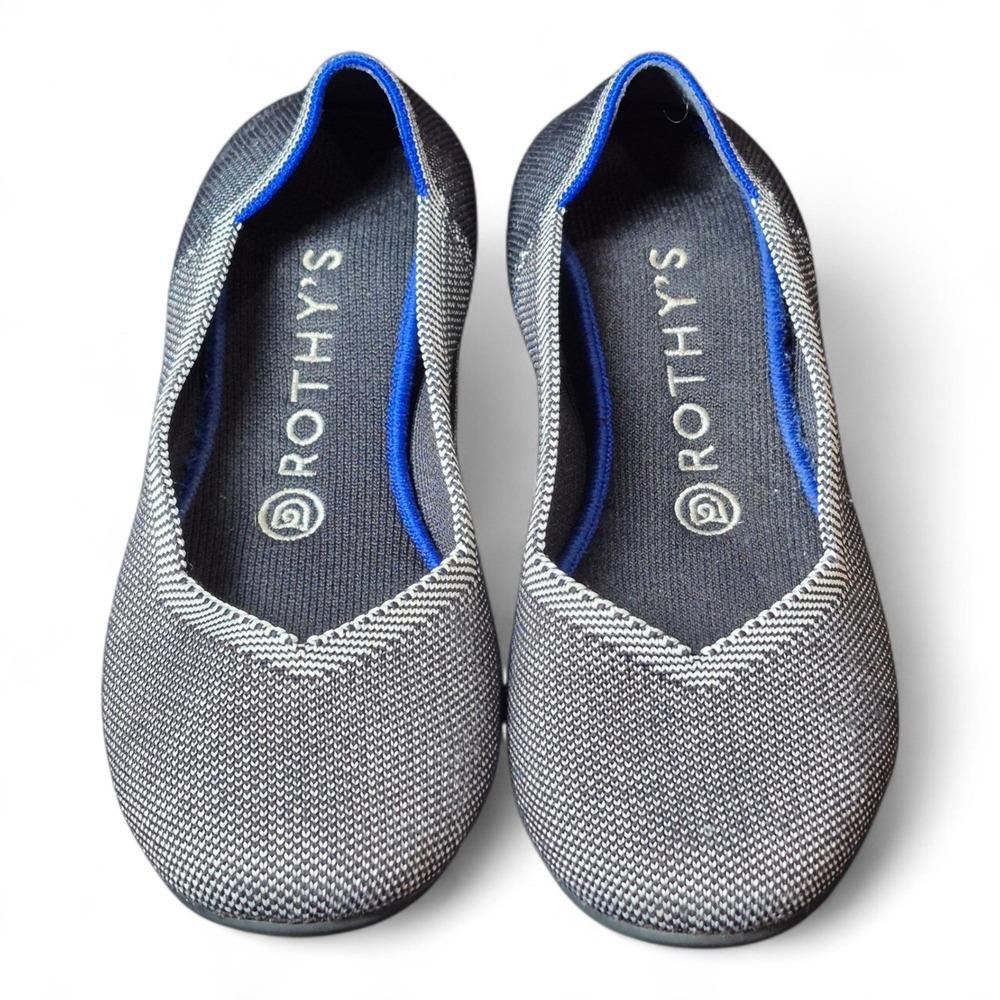 Rothy's‎ Womens 7.5 Flats Gray Knit Slip On Comfort Casual Work Shoes